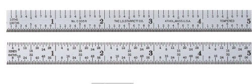 [Australia - AusPower] - Starrett C305R-6 Full Flexible Steel Rule With Inch Graduations, 5R Graduations, 6" Length, 1/2" Width, 1/64" Thickness 