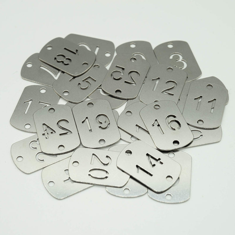 [Australia - AusPower] - StayMax Rectangular Hollowed Stainless Steel Number Tags Key Tags with Two Holes (1-10) 1-10 