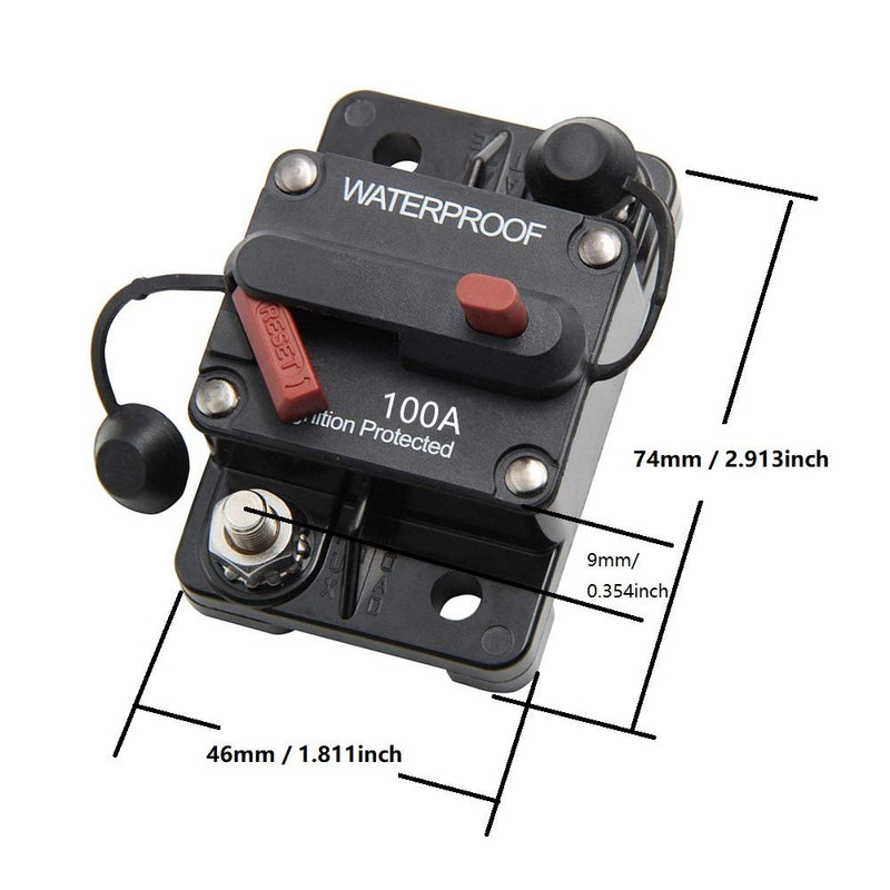STETION 100 Amp circuit breaker for marine trolling motors, waterproof with manual reset and 12V-48VDC voltage protection.