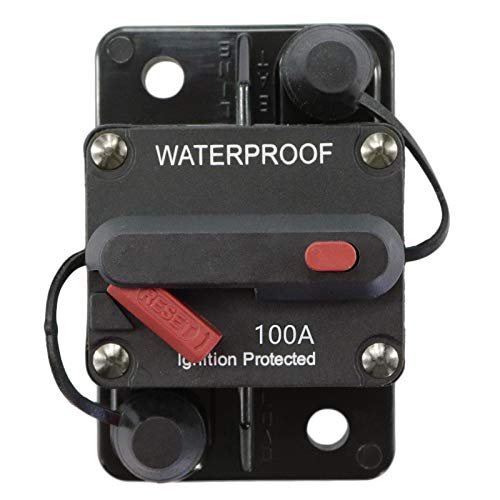 STETION 100 Amp waterproof circuit breaker for marine trolling motors, boats, and ATVs, with manual reset and power protection.