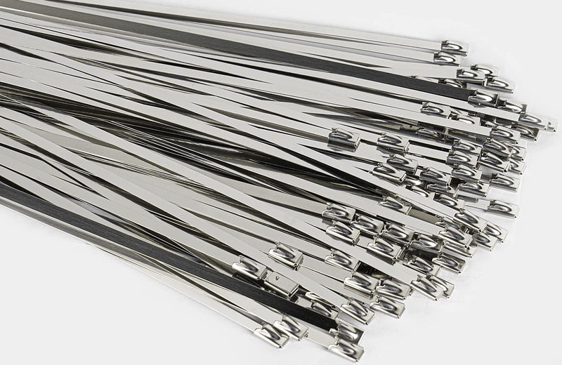 [Australia - AusPower] - SunplusTrade Metal Zip Ties, 100pcs 11.8 Inches Stainless Steel Zip Ties, Multi-Purpose Zip Ties Heavy Duty Cable Ties for Exhaust Wrap, Indoor, and Outdoor 