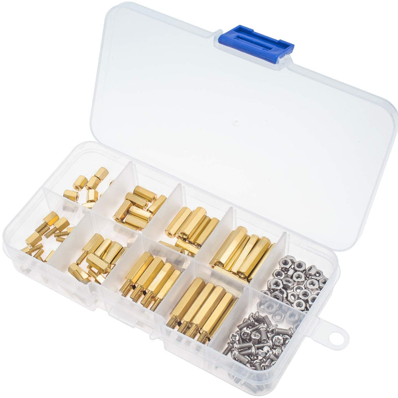 [Australia - AusPower] - Sutemribor M2.5 Male Female Hex Brass Spacer Standoff Screw Nut Assortment Kit (180Pcs) 