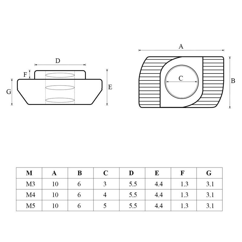 [Australia - AusPower] - Sutemribor 160 Pcs 2020 Series T Nuts, M3 M4 M5 T Slot Nut Hammer Head Fastener Nut for Aluminum Profile 