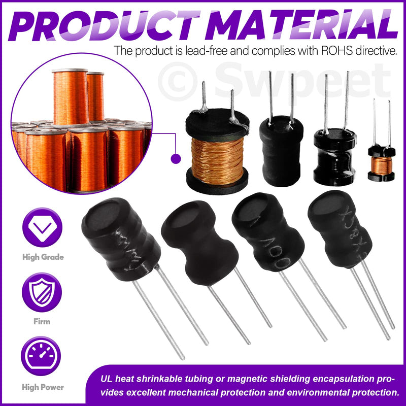 [Australia - AusPower] - Swpeet 160Pcs 15 Values Inductor 10UH - 20MH Assortment Kit, High Self-Resonance Frequency Choke Coil Inductors DIP Radial Power Choke Inductors for PVC or UL Tube (160) 160 