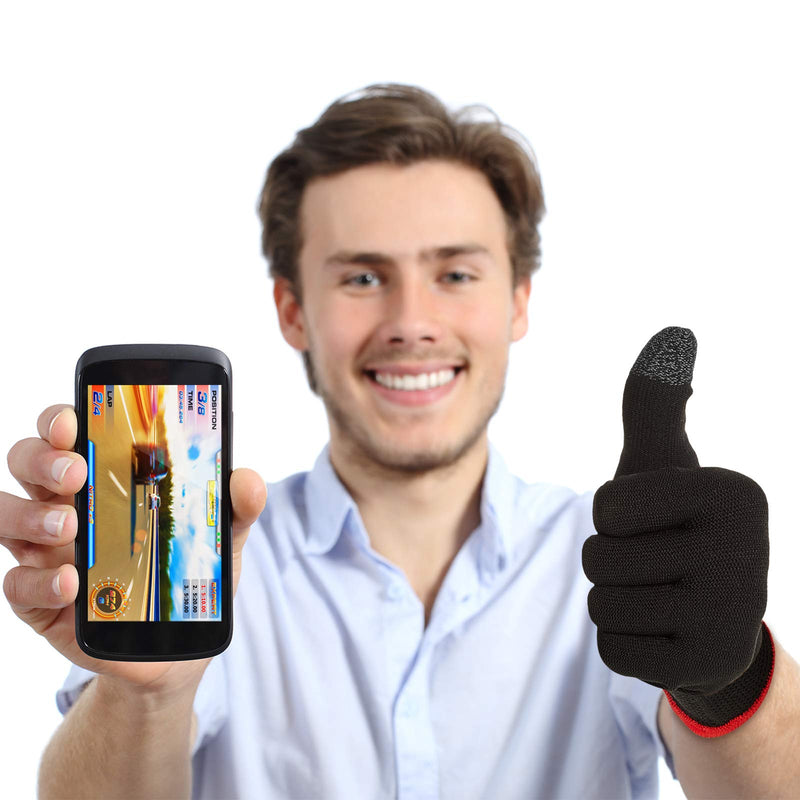 [Australia - AusPower] - 4 Pairs Game Gloves for Gaming Mobile Game Controllers Finger Gloves Set, Anti-Sweat Breathable Touch Finger Gloves Silver Fiber Material for Phone Games PUBG 