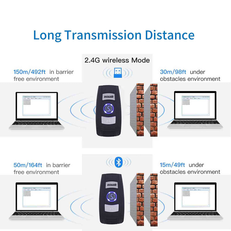 [Australia - AusPower] - Mini 2D Portable Handheld Bluetooth Barcode Scanner Wireless 2.4G & USB Wired 3-in-1 Bar Code Scanner Portable USB QR Code Scanner for Windows.Android.iOS.MAC.able to Scanner 