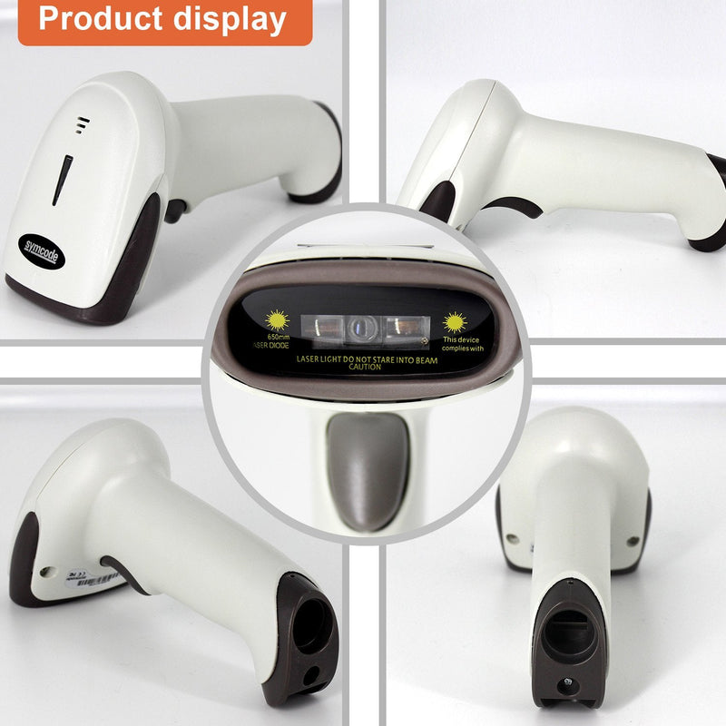 [Australia - AusPower] - Wireless Bluetooth Barcode Scanner, Symcode Handheld USB CCD Cordless Barcode Scanner with USB Receiver Support Storing Codes Rechargeable Bar Code Reader Long Battery Life 