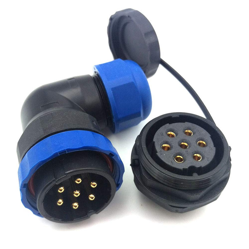 [Australia - AusPower] - SZJELEN SD28 2Pin~26Pin IP67 Flanged Elbow Circular Waterproof Connector Plug and Socket,Electrical Wire Cable Connector (7-Pin) 7-Pin 