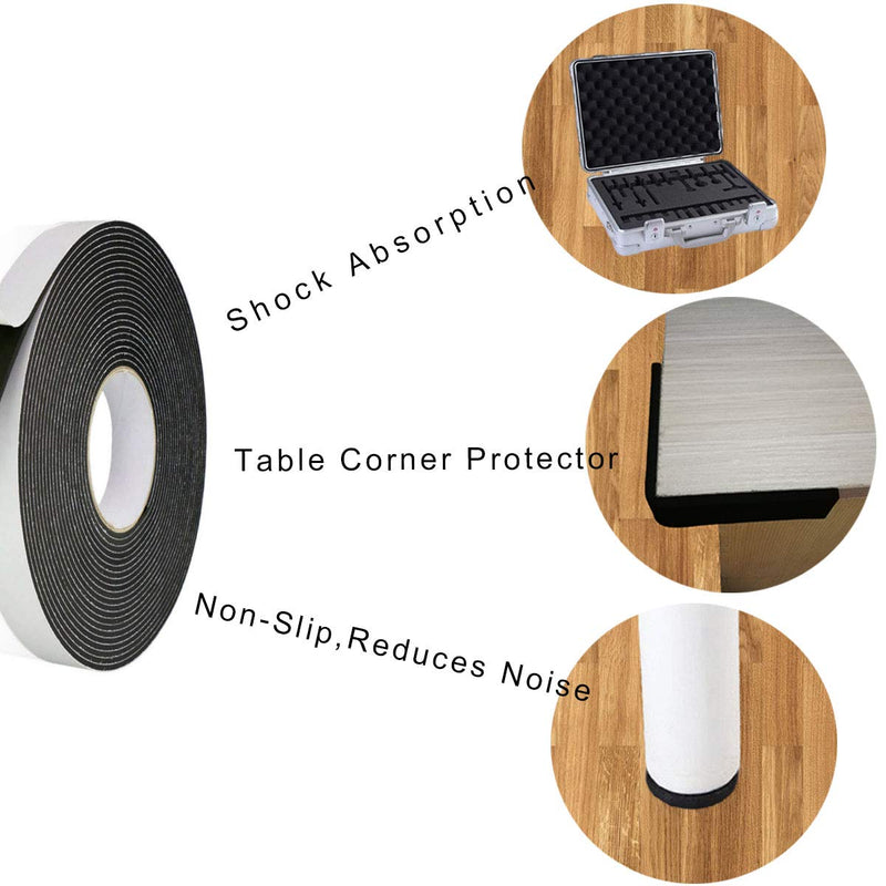 [Australia - AusPower] - Adhesive Foam Tape Weather Strip for Doors Sticky Foam Strip Insulation Soundproofing Tape Single Sided Closed Cell Foam Tape 1/4 Inch Thick x 1/2 Inch Wide,2 Rolls 1/4"T-1/2"W-33ft 