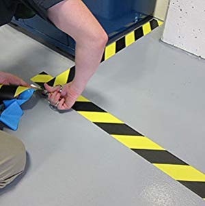 [Australia - AusPower] - Black & Yellow Hazard Warning Safety Stripe Tape • 2 Inch x 108 Feet • Ideal for Walls, Floors, Pipes and Equipment. 1 