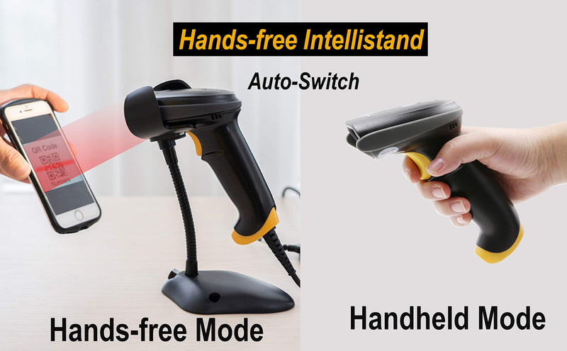 [Australia - AusPower] - TEEMI 2D Barcode Scanner USB Wired Handheld Automatic QR Data Matrix PDF417 bar Codes Imager for Mobile Payment Computer Screen Scan (No Stand) No stand 