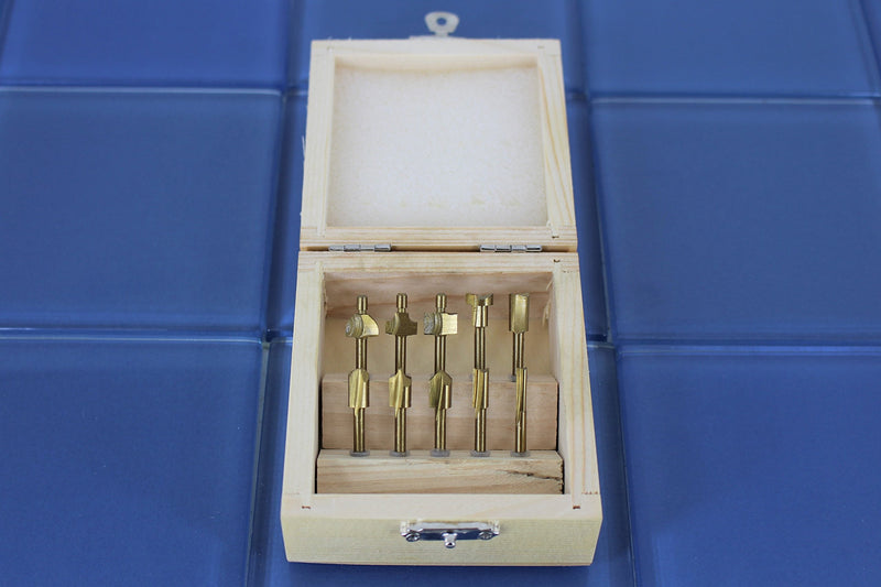 TEMO 10-piece high-speed steel HSS titanium-coated router bits set for edge treatment and grooving, with 1/8 inch shank for Dremel tools.