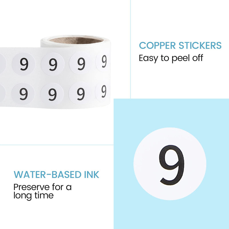 [Australia - AusPower] - 4500 Pieces 9 Rolls Circle Number Sticker 1-9 Warehouse Organization Inventory Stickers 1/2 Inch Self-Adhesive Number Labels 