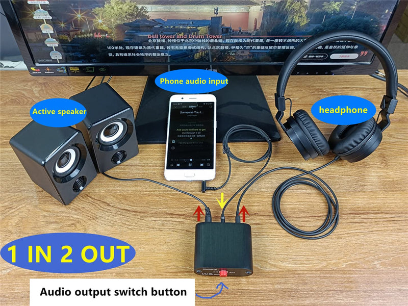 [Australia - AusPower] - 2 in 1 Out 3.5mm Stereo Audio Switch aux switcher Speaker selector Distributor 2 to 1 Splitter Box M1 