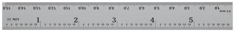 [Australia - AusPower] - Brown & Sharpe 599-313-621 Chrome Finish Tempered Steel Rule, 6" Length 