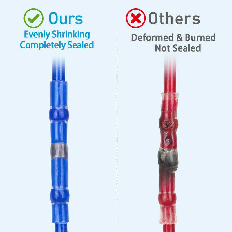 [Australia - AusPower] - TICONN 100 Pcs Solder Seal Wire Connectors, Heat Shrink Butt Connectors, Waterproof and Insulated Electrical Wire Terminals, Butt Splice (100PCS) 100PCS 