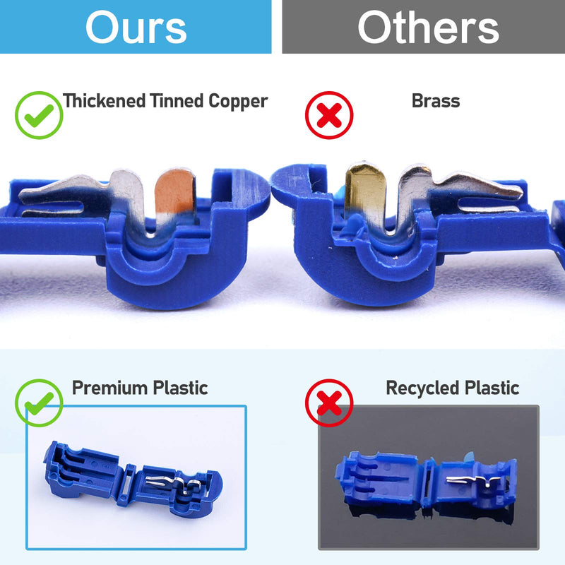 [Australia - AusPower] - TICONN 120pcs T-Tap Wire Connectors, Self-Stripping Quick Splice Electrical Wire Terminals, Insulated Male Quick Disconnect Spade Terminals Assortment Kit with Storage Case (120) 120 