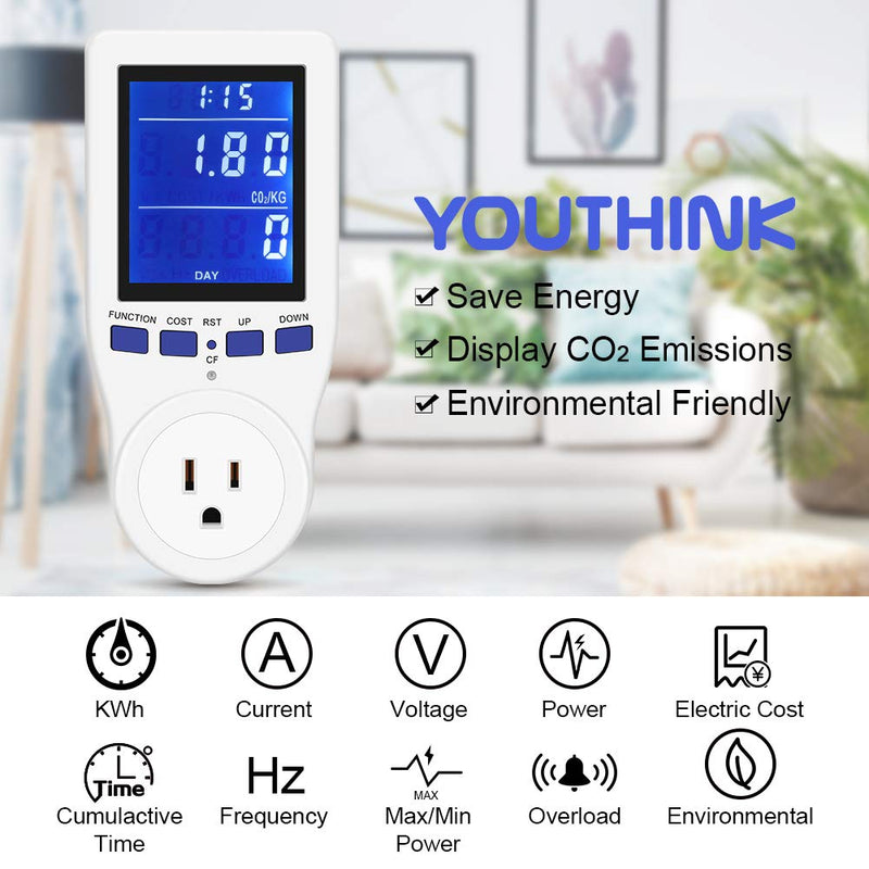 [Australia - AusPower] - Plug-in Kilowatt Electricity Usage Monitor Electrical Power Consumption Watt Meter Tester 