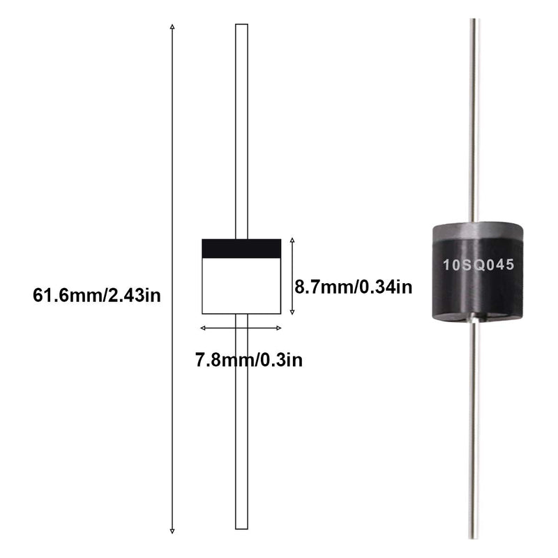 Set of 40 Tnisesm Schottky blocking diodes, 10A 45V axial rectifiers for solar panel applications.