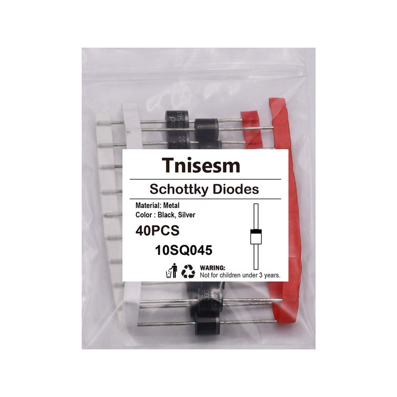 Set of 40 Tnisesm Schottky blocking diodes, 10A 45V axial rectifiers for solar panel applications.