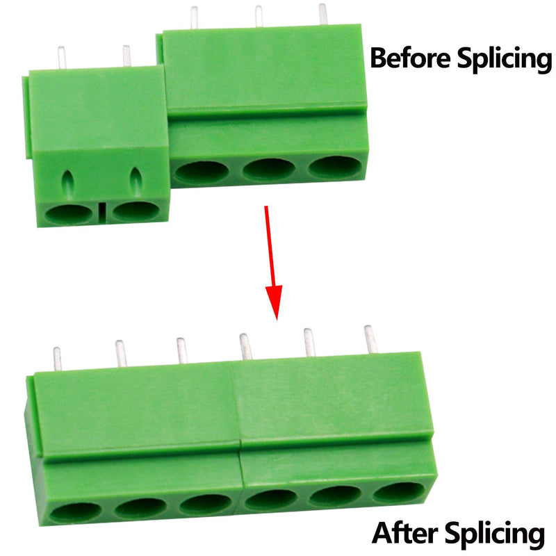 [Australia - AusPower] - Tnisesm/60pcs 2 Pin & 3 Pin 5mm/0.2inch Pitch PCB Mount Screw Terminal Block Connector (Can be Spliced) TN-T03G 