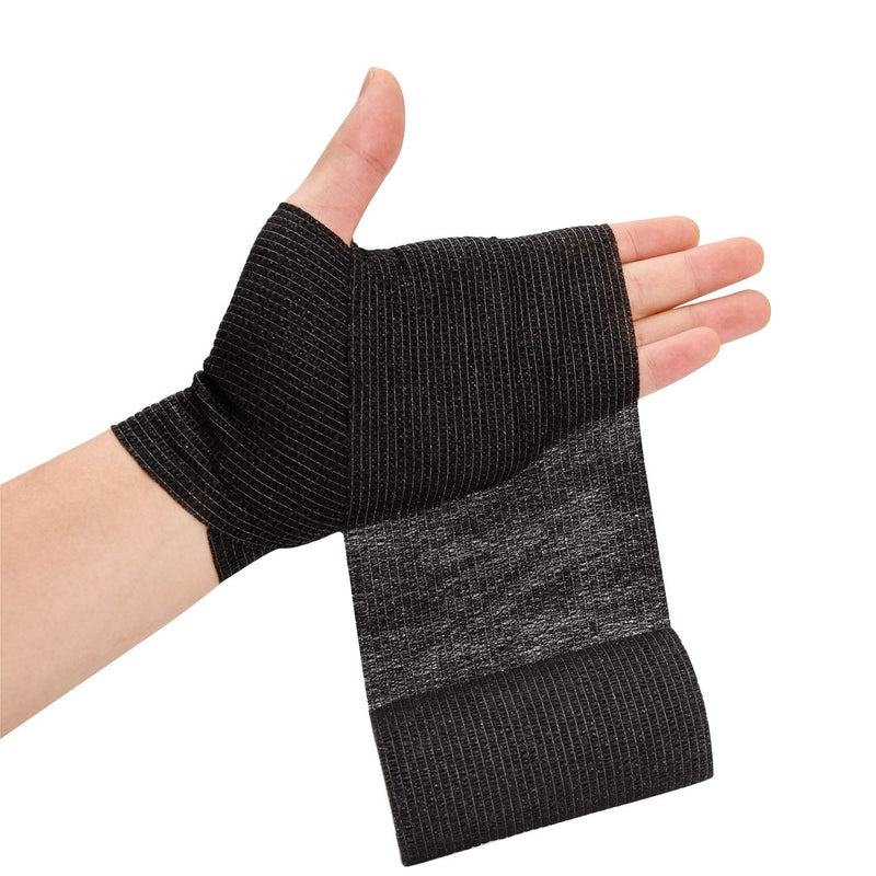 [Australia - AusPower] - TOBWOLF 12PCS Self Adherent Bandage, 4"x5yd / 10cmx4.5m Cohesive Elastic Bandage Wrap, Breathable Sports Tape for Wrist Ankle Knee Leg Sprains Swelling - Black 4x180 Inch (Pack of 12) 