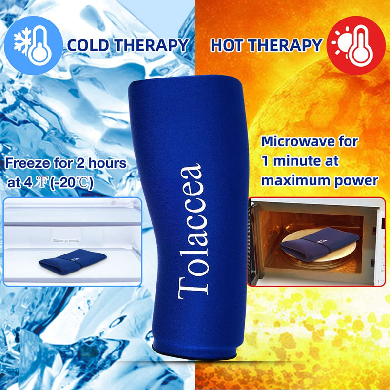 [Australia - AusPower] - Tolaccea Hot & Cold Therapy Flexible Ice Packs Cold Therapy Compression Sleeve Reusable Gel Pack for Injury Cold Wrap for Knee Calf Elbow Small (Pack of 1) Blue 
