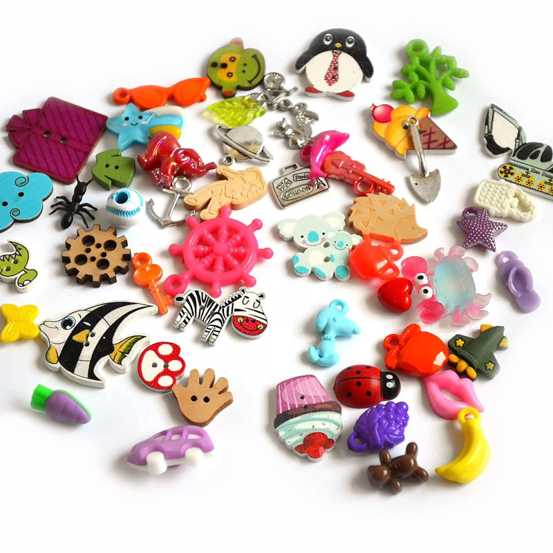[Australia - AusPower] - Small Mixed I Spy trinkets for I spy Bag/Bottle, DIY Projects, Crafts, Scrapbooking, 1-3cm, Set of 50 trinkets 