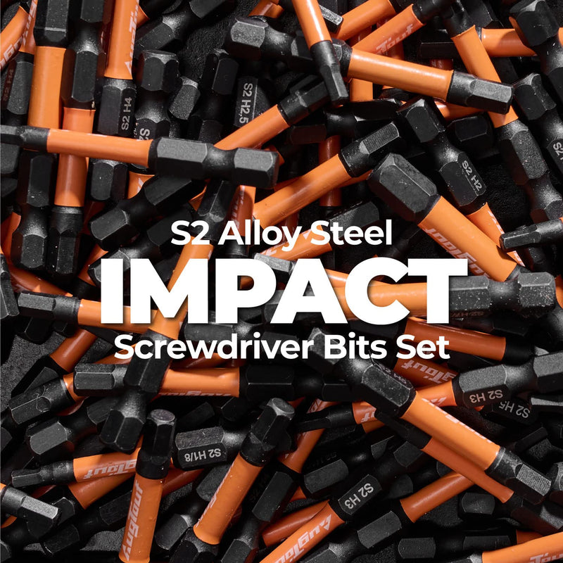 [Australia - AusPower] - toolant Impact Hex Head Allen Wrench Drill Bit Set 20pcs (Metric&SAE), 1/4 Hex-Shank S2 Steel Hex Bits Set, CNC Machined Tips with Magnetism, 2 Long with Storage Box 20pcs(Metric&SAE) 