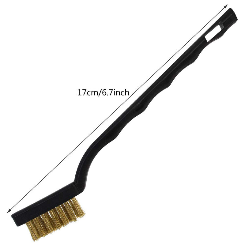 [Australia - AusPower] - Topbuti 15 Pcs Mini Brass Wire Brush Set for Cleaning Welding Slag Rust, Wire Bristle Scratch Brush Set, Curved Handle Brushes (Brass) 