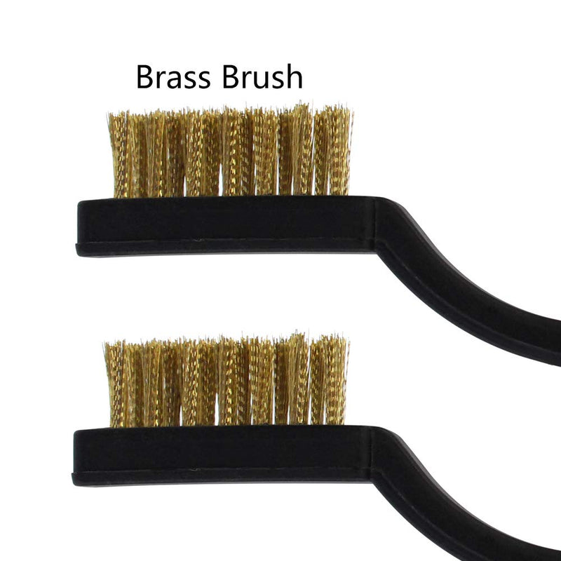 [Australia - AusPower] - Topbuti 15 Pcs Mini Brass Wire Brush Set for Cleaning Welding Slag Rust, Wire Bristle Scratch Brush Set, Curved Handle Brushes (Brass) 
