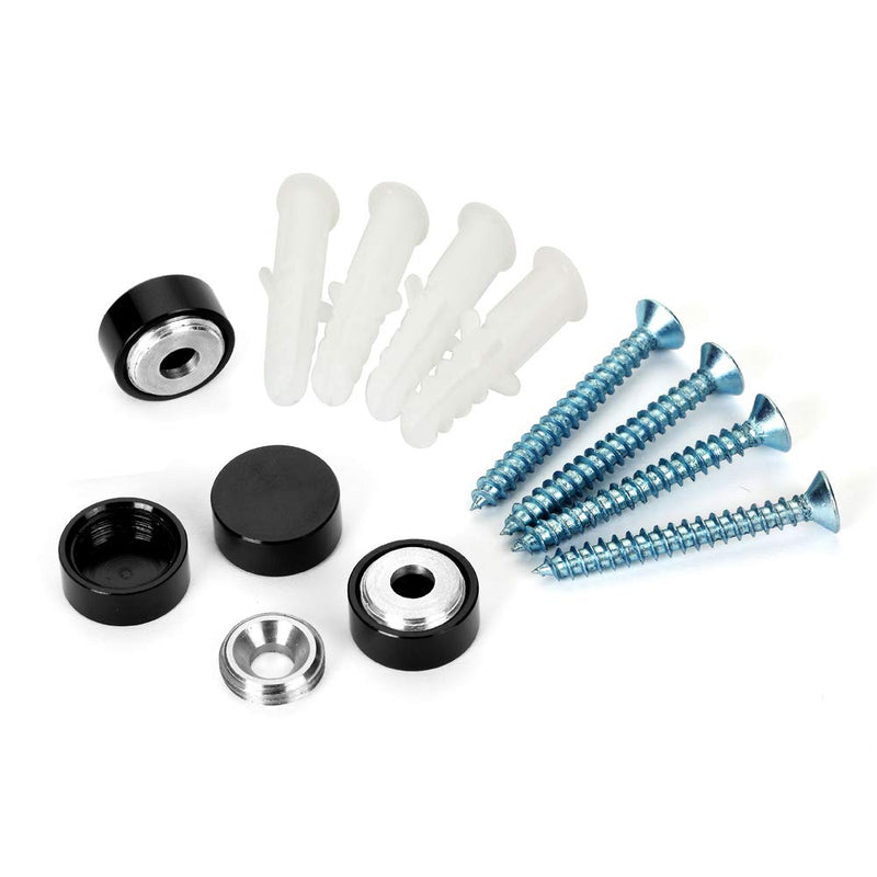 [Australia - AusPower] - Mirror Screws, TOPNIKE Aluminum Cap Decorative Mirror Nails, Sign Advertising Hardware, Construction with Decorative Cap Cover Nails, Φ0.6", Black, 4 Pack 