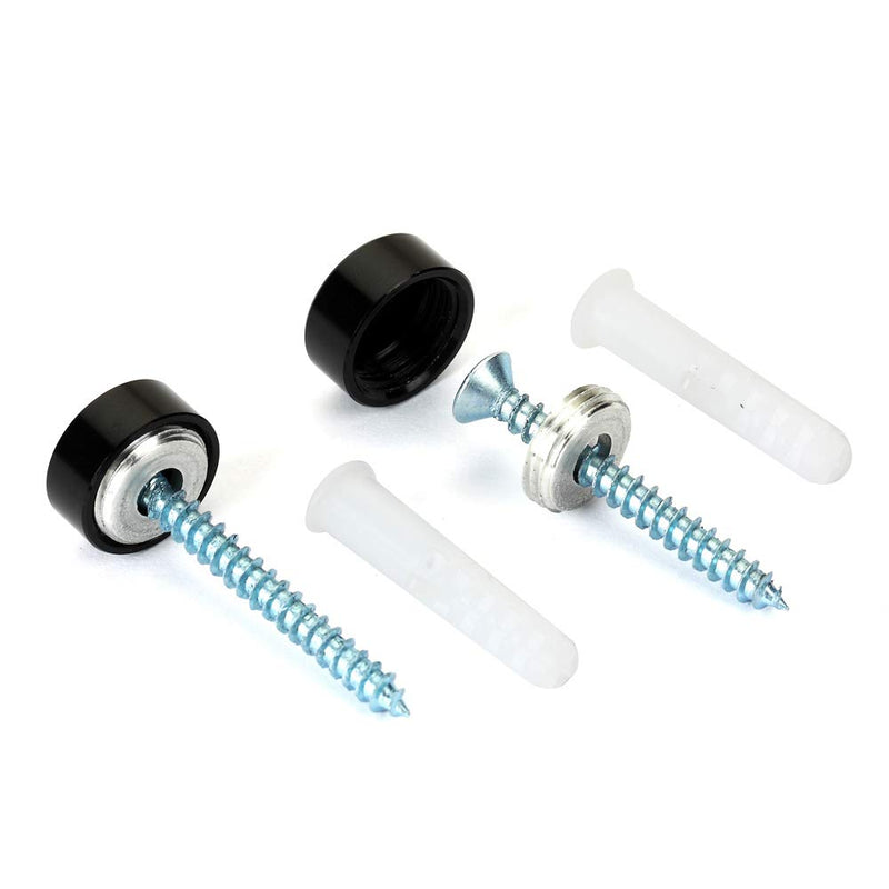 [Australia - AusPower] - Mirror Screws, TOPNIKE Aluminum Cap Decorative Mirror Nails, Sign Advertising Hardware, Construction with Decorative Cap Cover Nails, Φ0.6", Black, 4 Pack 