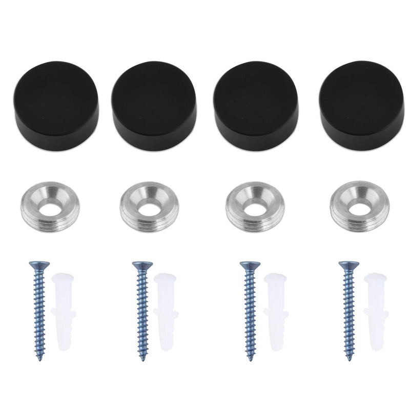 [Australia - AusPower] - Mirror Screws, TOPNIKE Aluminum Cap Decorative Mirror Nails, Sign Advertising Hardware, Construction with Decorative Cap Cover Nails, Φ0.6", Black, 4 Pack 