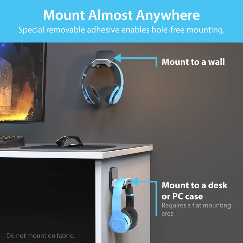 [Australia - AusPower] - TotalMount Gaming Headset Holder – Hanger Won’t Damage Your Wall with Screws or Permanent Adhesive (Premium Black Headset Stand – One Pack) 1 Premium Black 