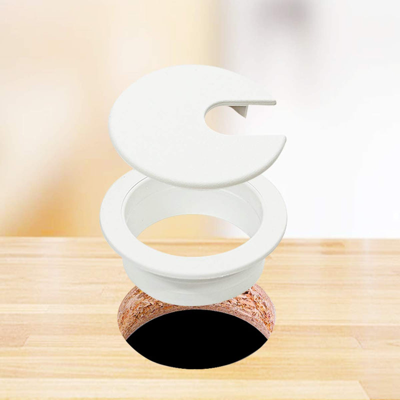 [Australia - AusPower] - 6pcs Desk Grommet 1-3/8 inch Plastic Wire Cord Cable Grommets Hole Cover for Office PC Desk Cable Cord Organizer (White) White 35mm/ 1-3/8 Inch Mounting Hole Diameter 