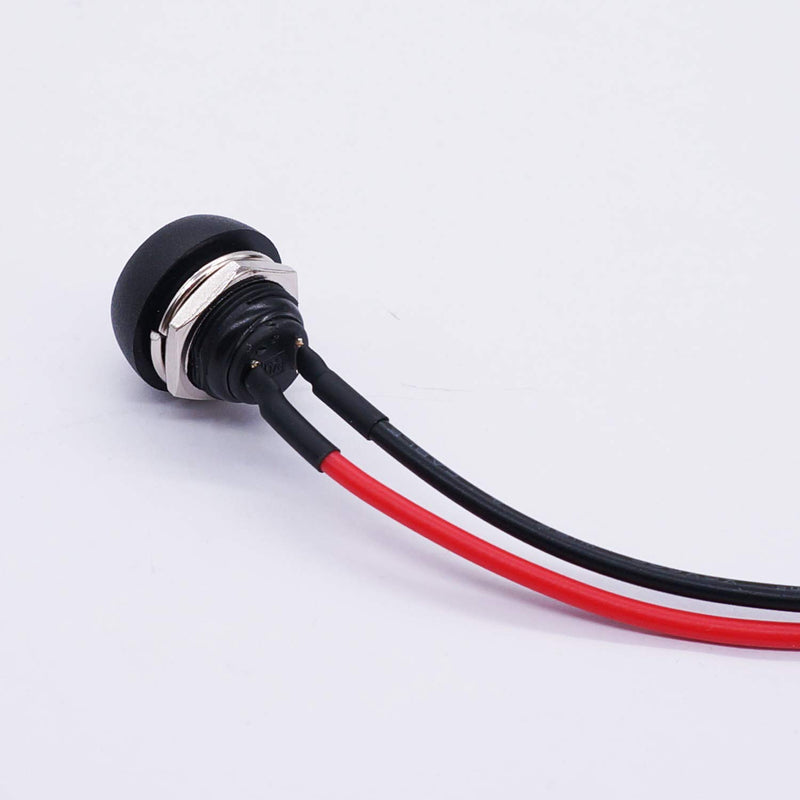 [Australia - AusPower] - Twidec/6Pcs 12mm Momentary Push Button Switch 1/2" Mounting Hole On Off Mini Round Waterproof Black with Pre-soldered Wires PBS-33B-BK-X 