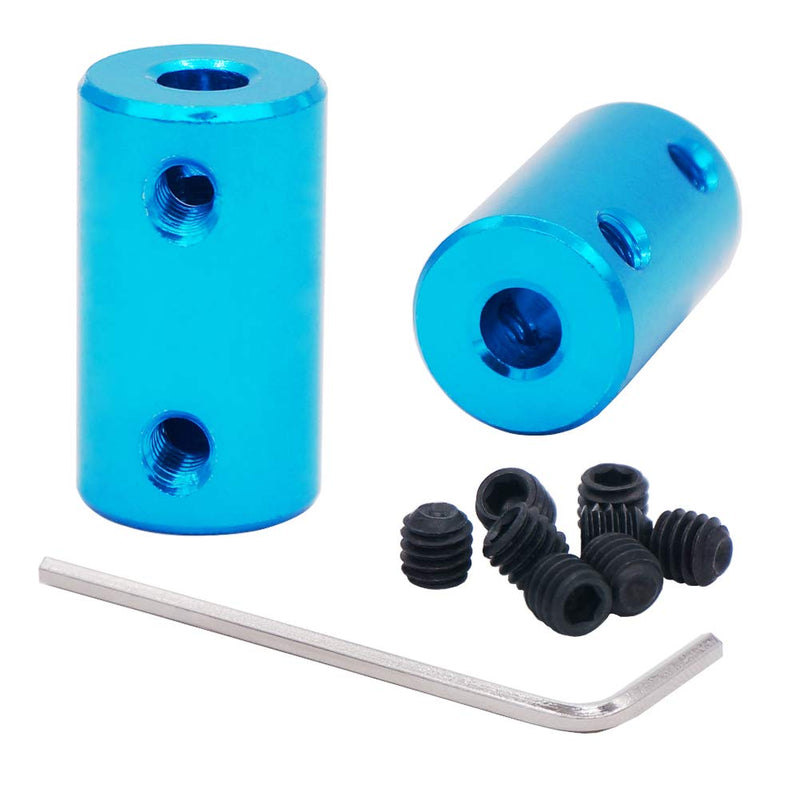 [Australia - AusPower] - Twidec/2Pcs 5mm to 5mm Bore Flexible Shaft Coupling Robot Motor Wheel Blue Aluminum Casing Rigid Coupler Connector COUPLER-BU-5-5 5mm-5mm 