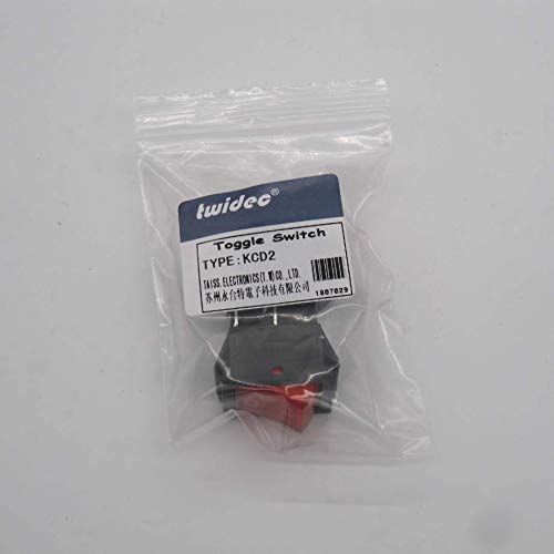 Two Twidec red LED illuminated rocker toggle switches with 4 pins, 2 positions, rated for AC 10A/125V, suitable for boats.