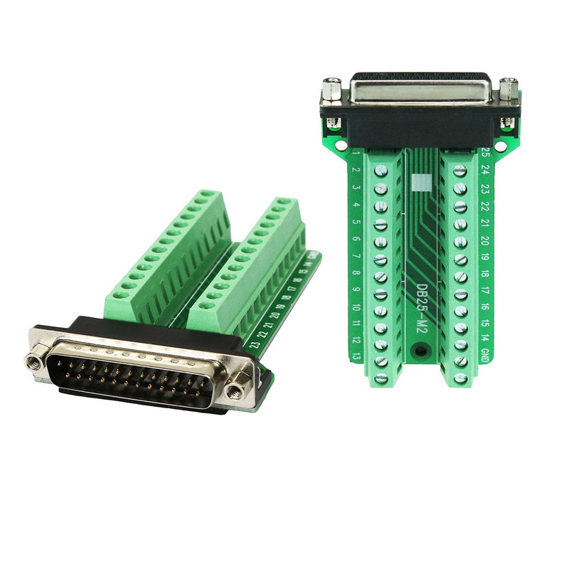 [Australia - AusPower] - Avanexpress DB25 Breakout Connector D-sub Breakout 25 Pin Connector with Nut (Male Adapter x 1, Female Adapter x 1) 