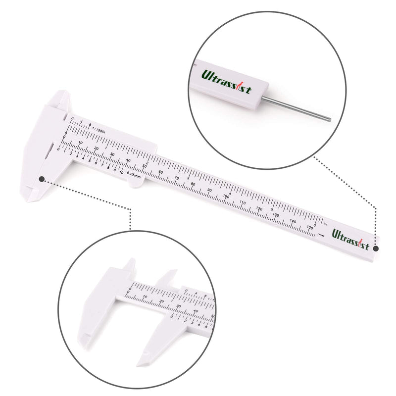 [Australia - AusPower] - Ultrassist Plastic Vernier Caliper (2pcs), 150 mm Mini Plastic Caliper for School Student, Portable 0-6 Inch Measuring Tools, Sliding Gauge 
