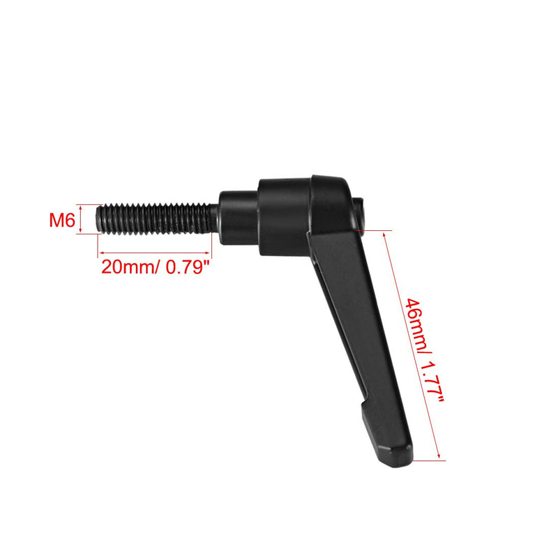 Set of five uxcell M6 x 20mm adjustable clamping levers with push button and ratchet mechanism, threaded male studs for machinery.