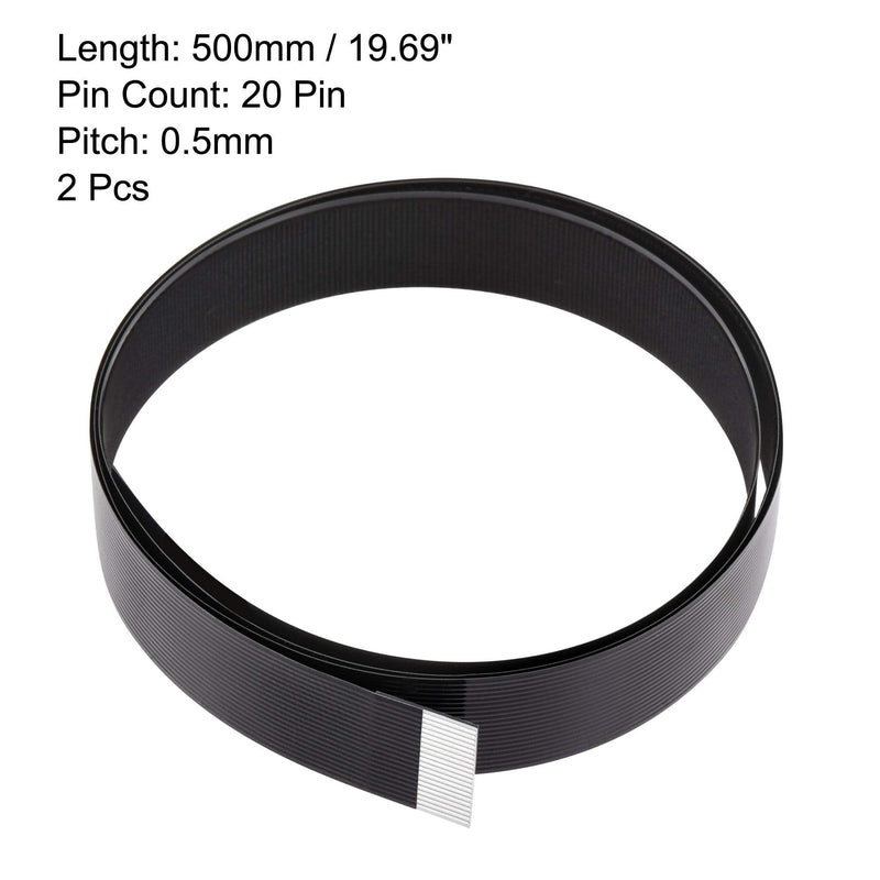 [Australia - AusPower] - uxcell FPV FFC Cable 20 Pin 0.5mm Pitch 50cm Length B Type Flat Ribbon Cable 2pcs 51cm 