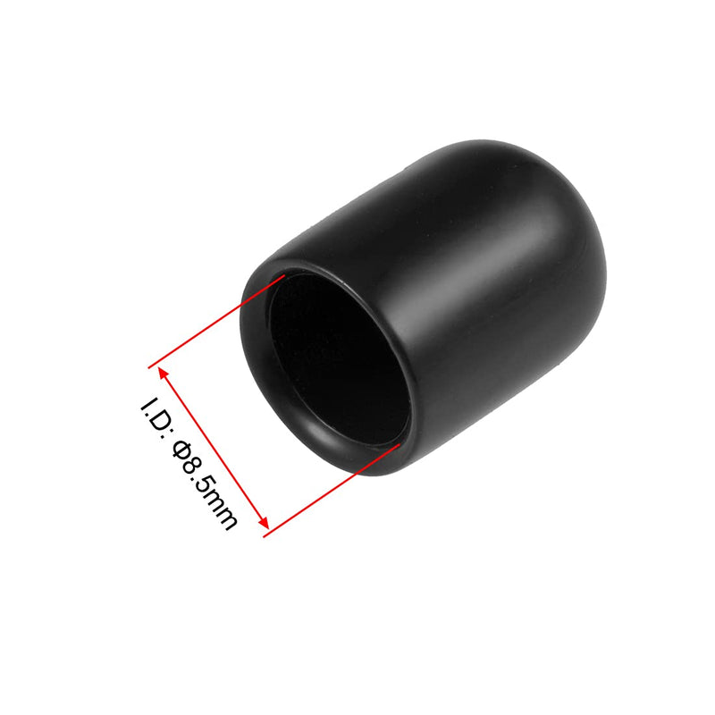 [Australia - AusPower] - uxcell 20pcs Rubber End Caps 8.5mm ID Vinyl Round Tube Bolt Cap Cover Thread Protectors Black 