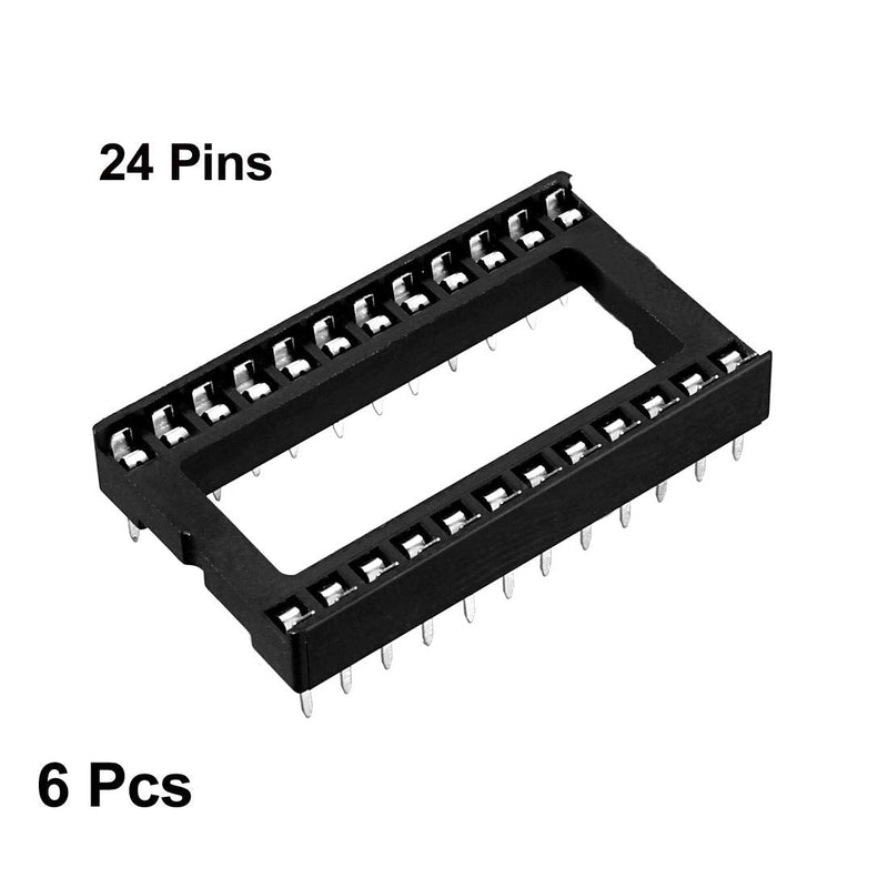 [Australia - AusPower] - uxcell 6pcs DIP IC Chip Socket Adaptor Solder Type 2.54mm Pitch Dual Row 24 Flat Pin 15.24mm Row Pitch 