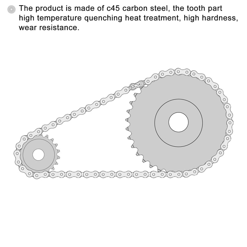[Australia - AusPower] - uxcell 9 Tooth Roller Sprocket B Type, 25 Chain, Single Strand 1/4" Pitch, 6.35mm Bore Black Oxide C45 Carbon Steel with Set Screws for ISO 04C 