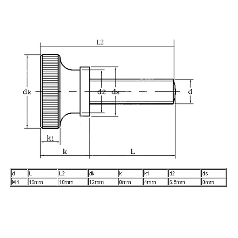 [Australia - AusPower] - uxcell M4x10mm Flat Knurled Head Fully Threaded Thumb Screws Bolts Fastener 15pcs 