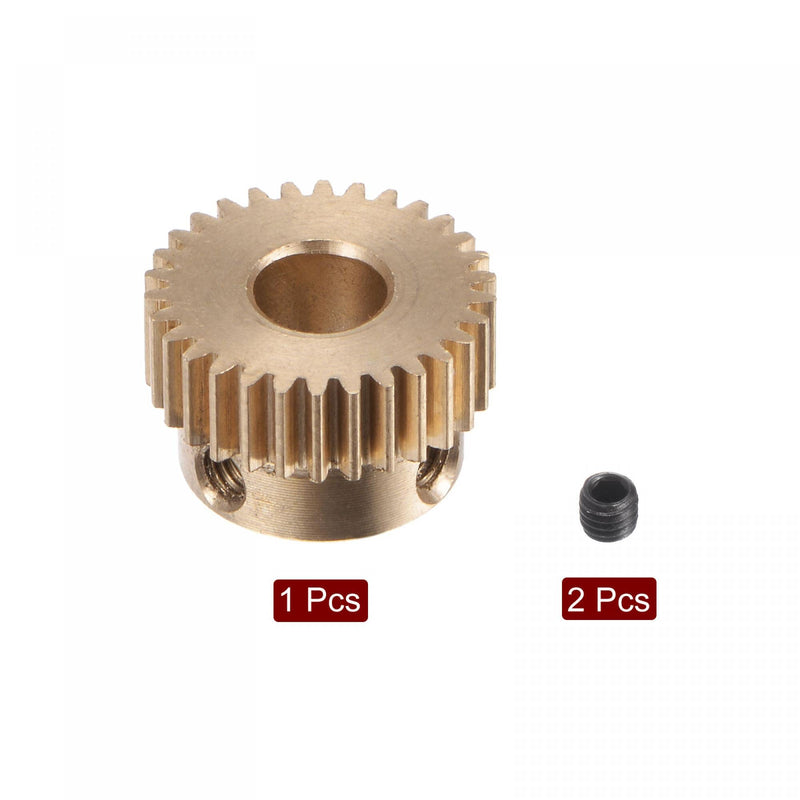 [Australia - AusPower] - uxcell Pinion Gear Set, Brass Motor Rack Straight Spur Gear with Step, 0.5 Mod 30T 6mm Bore 16mm Outer Dia, M3 Set Screws Included 