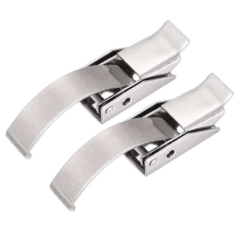 Pair of uxcell 1.83-inch SUS304 stainless steel draw toggle latches with spring-steel hooks for secure tension and draw applications.