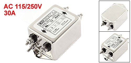 uxcell AC 115/250V 30A CW4E-30A-S noise suppressor EMI filter showing the compact black rectangular device with electrical connections